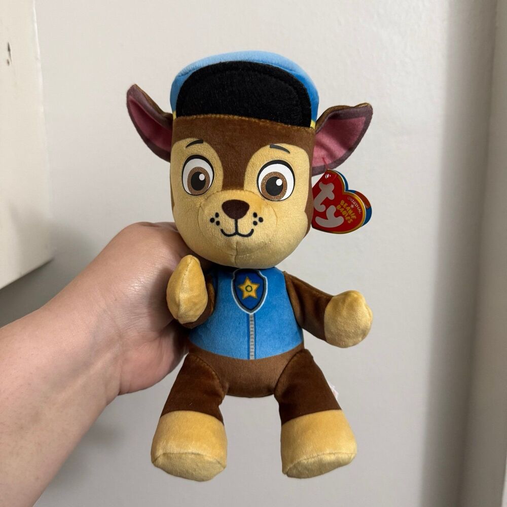 Ty Beanie Babies Paw Patrol Chase Plush Beanbag Toy Police Pup Stuffed Animal